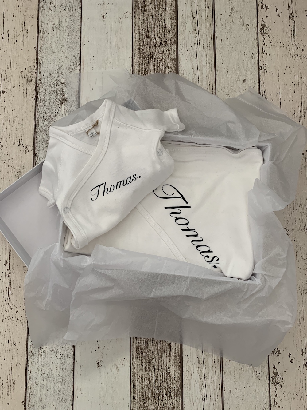 Newborn Personalised Gift Set – Organic White