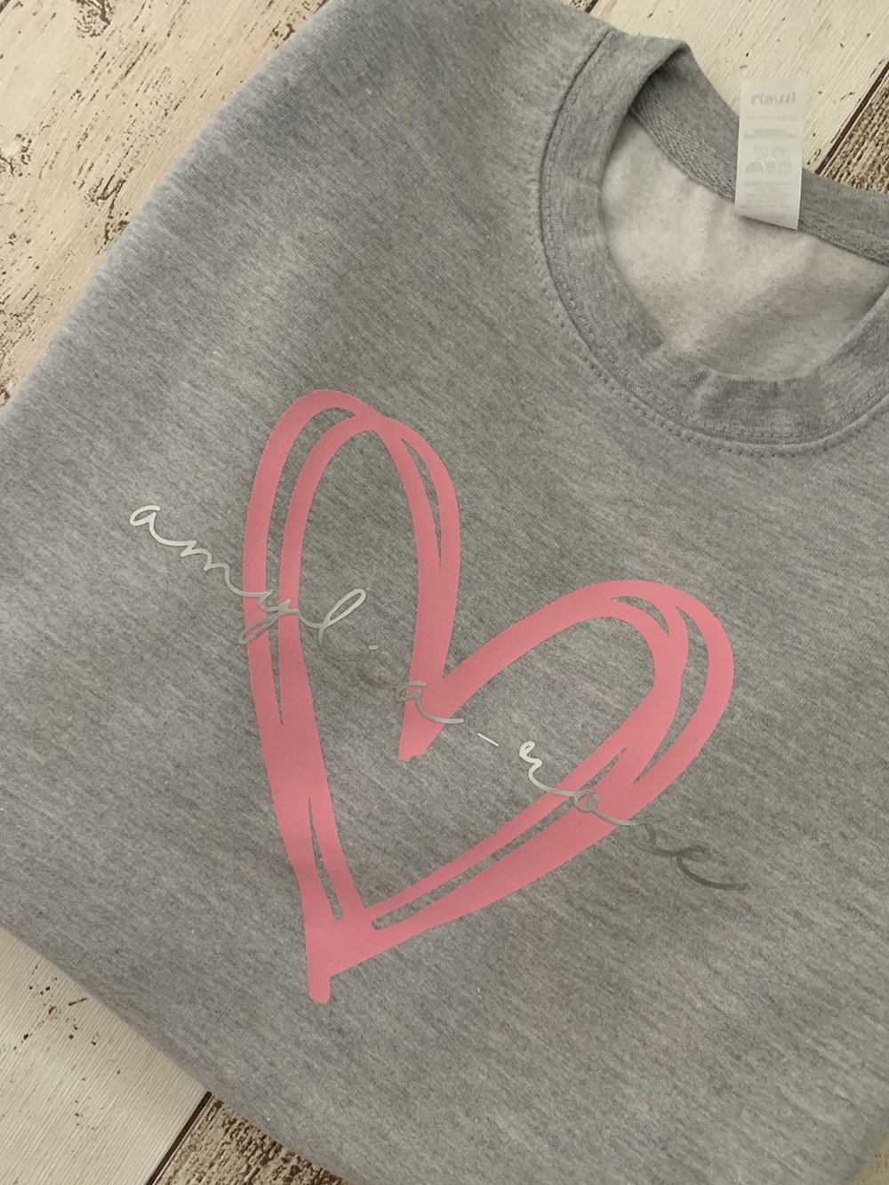 Signature Heart Personalised Sweatshirt – Grey And Pink