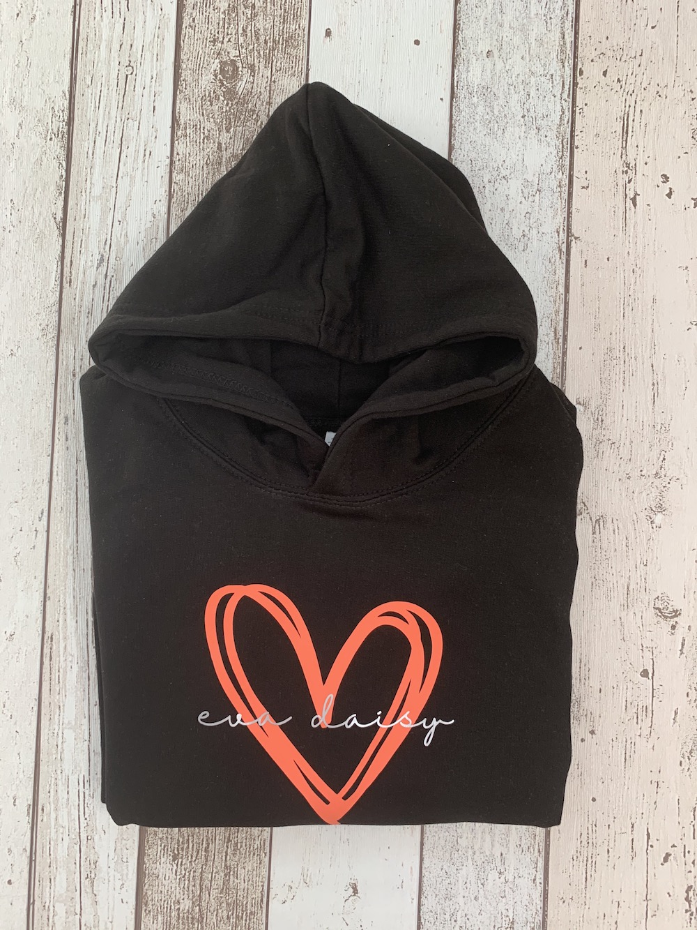 Signature Heart Personalised Hoodie – Black And Coral Pink