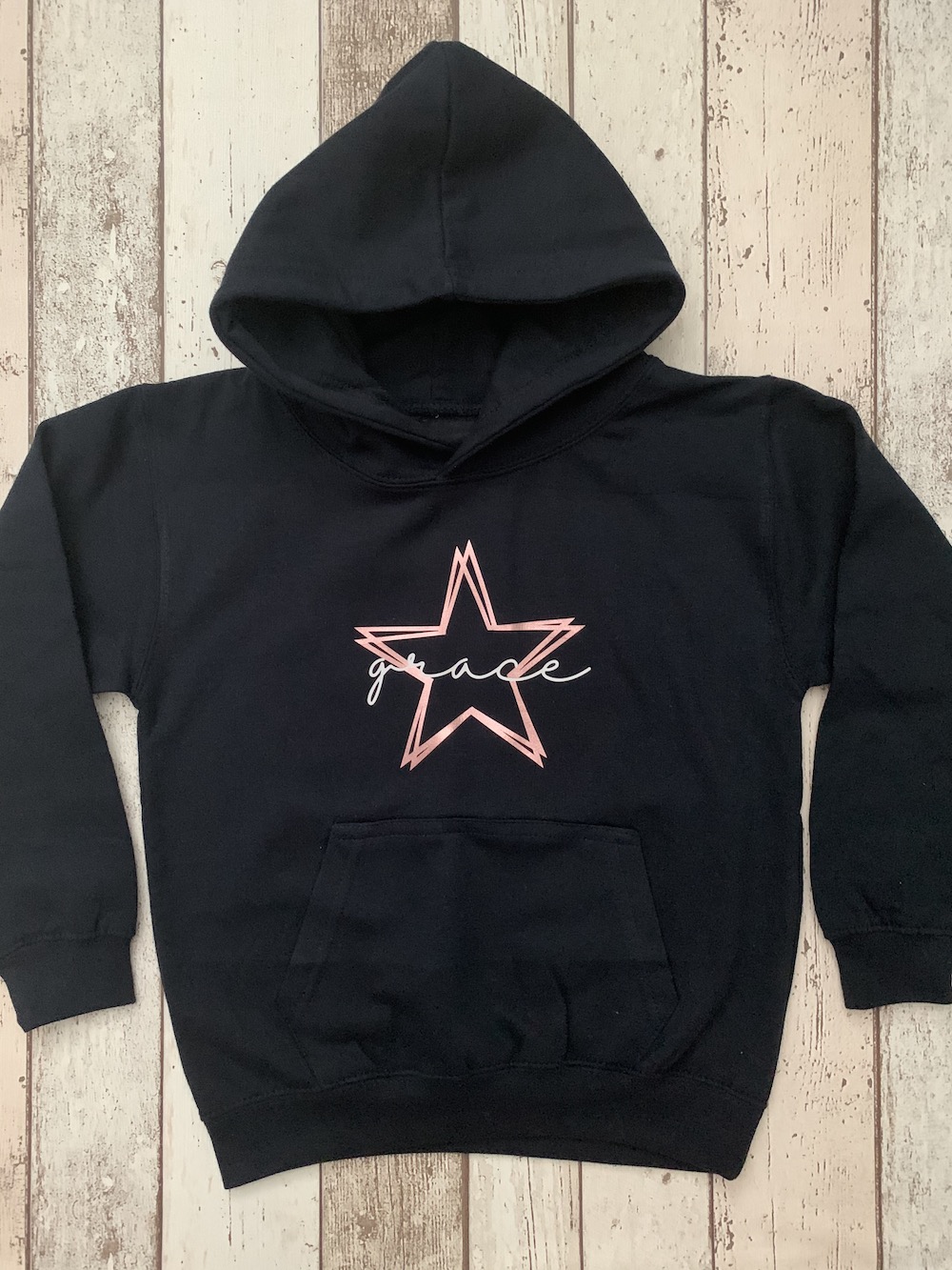 Signature Star Personalised Hoodie – Navy And Rose Gold
